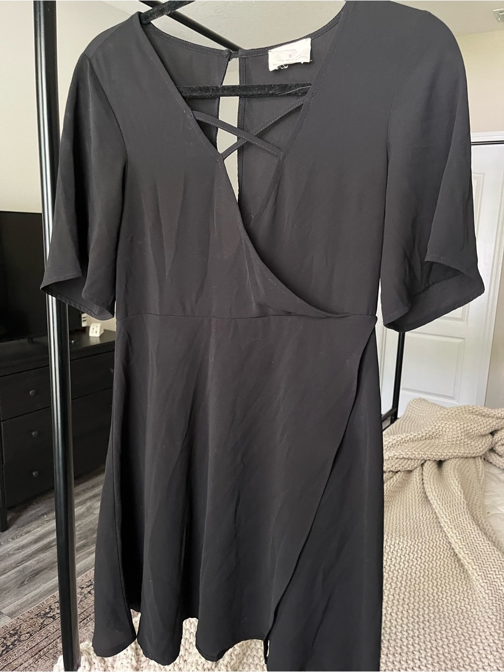Pins & Needles brand (Urban Outfitters) Cross Front Black Wrap Dress